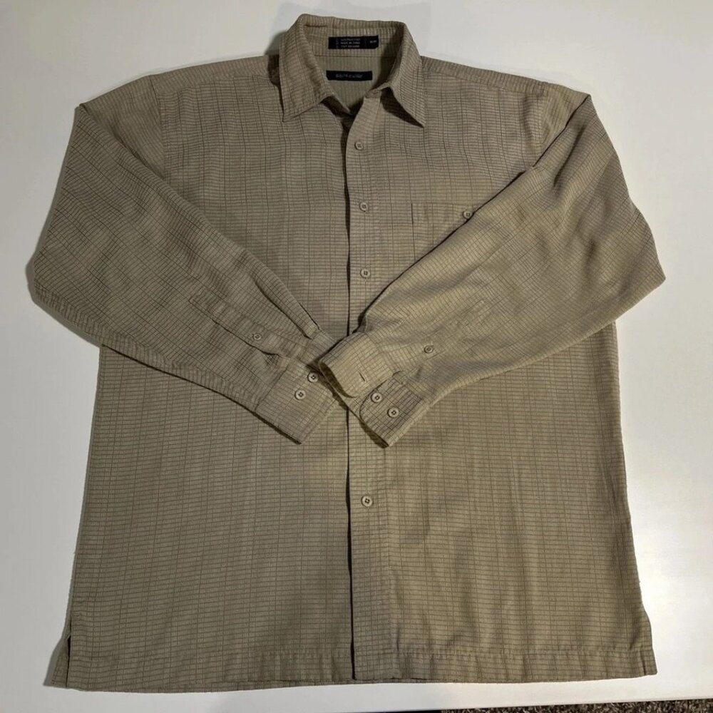 Pierre Cardin Khaki Plaid Men's Button-Down Shirt